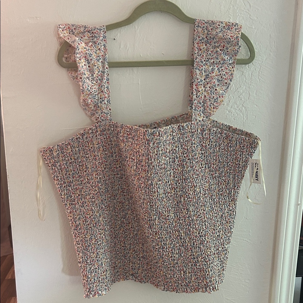 Old Navy Multicolor Smocked Blouse with Ruffle Straps
